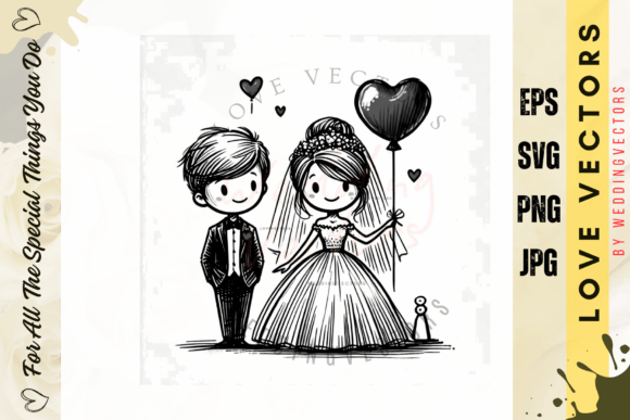 C4097: Elegant Wedding Couple and Love Vectors for Designers