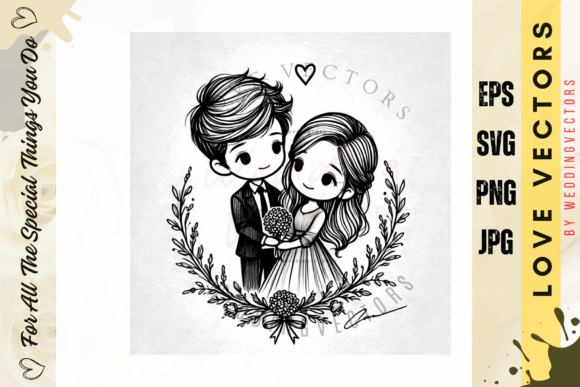 C4123: Wedding Couple & Love Vectors for Your Brand