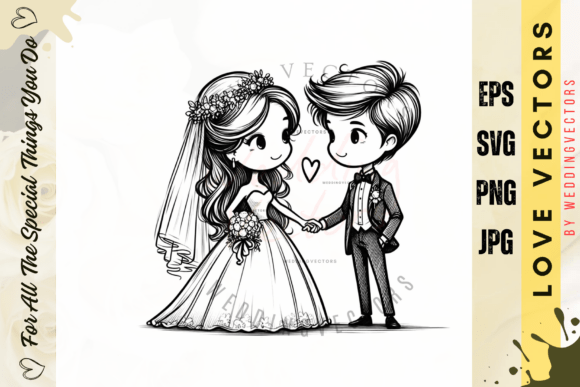 C4128: Crafting Romance with Wedding Couple & Love Vectors