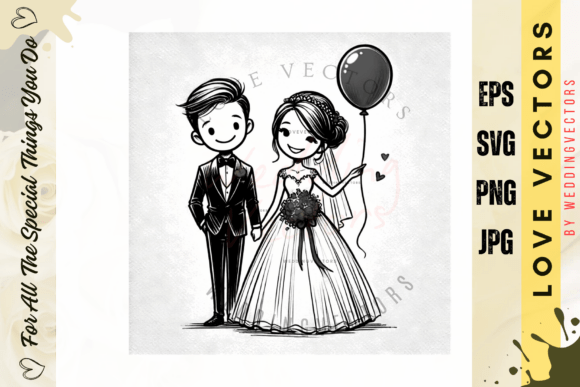 C4384: Capturing Wedding Romance in Vector Art