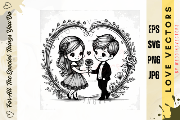 Capturing Romance: The C4189 Wedding Couple & Love Vectors