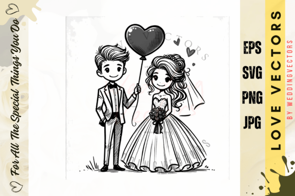 Capturing Romance: Wedding Couple & Love Vectors - C4121