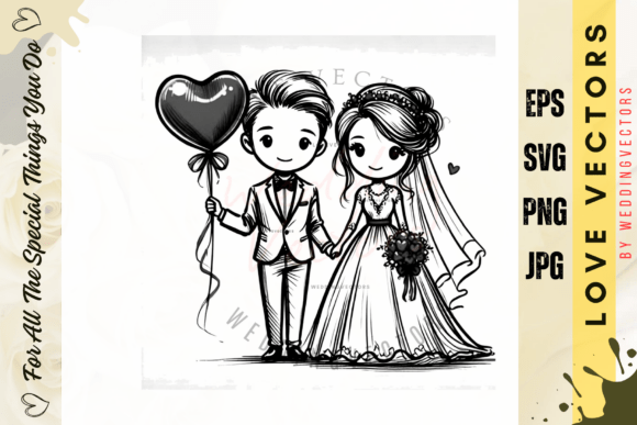The Art of Romance: Exploring Wedding Couple and Love Vectors - C4225