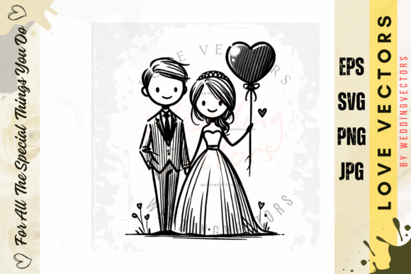 Timeless Romance: Art Deco Wedding Couple Vectors