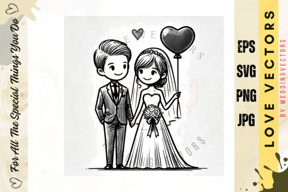 Wedding Couple and Love Vectors - C3926: Your Go-To for Timeless Romance