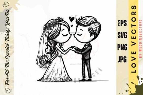 Wedding Couple and Love Vectors - C4035: Elegance in Design