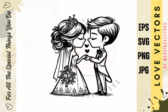 Wedding Couple and Love Vectors - C4090: An Elegant Design Asset