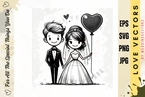 Wedding Couple and Love Vectors - C4205: Elegant Design Assets