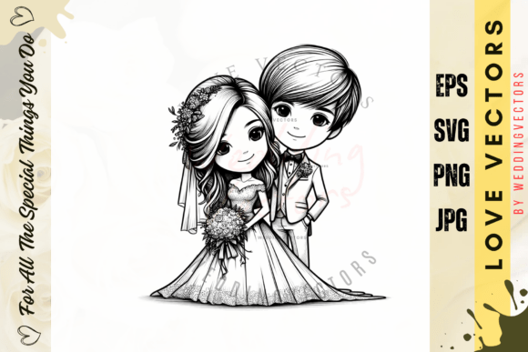 Wedding Couple and Love Vectors - C4222: Capturing Romance in Design