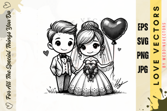 Wedding Couple and Love Vectors - C4235